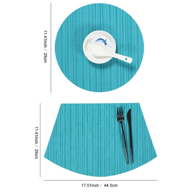 SvaTao Round Table Placemats Wedge Shaped Place Mat with Centerpiece Round Mat Table Mats Washable, Set of 7 Placemats for Dining Table(Blue) - Image 2